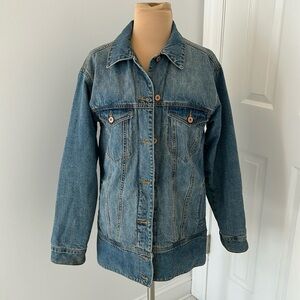 Forever 21 Long Denim Jacket Quilted Lining